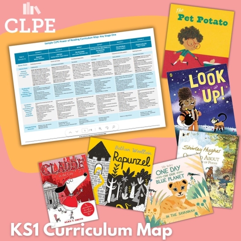 Curriculum map with various book covers